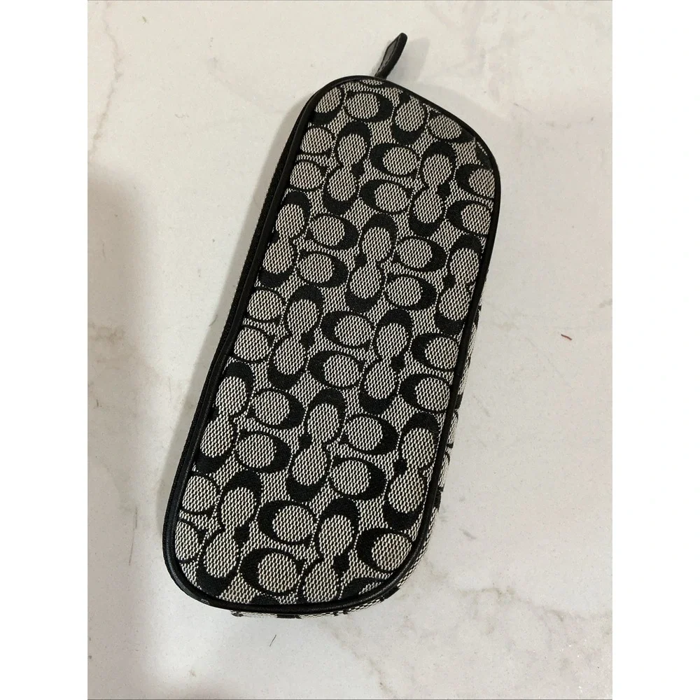 Coach Black Jacquard Vintage Soft Zipper Glasses Case